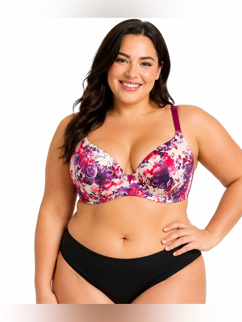 Torrid Curve 40C Pink Purple Floral Skull Print Underwire Bra